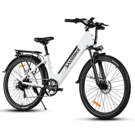 Samebike RSA01Pro-T 26'' Elektrische Fiets – 36V 15Ah, 90km Bereik, 250W Motor, 7-Speed Shimano, Dubbel Geveerd Wit