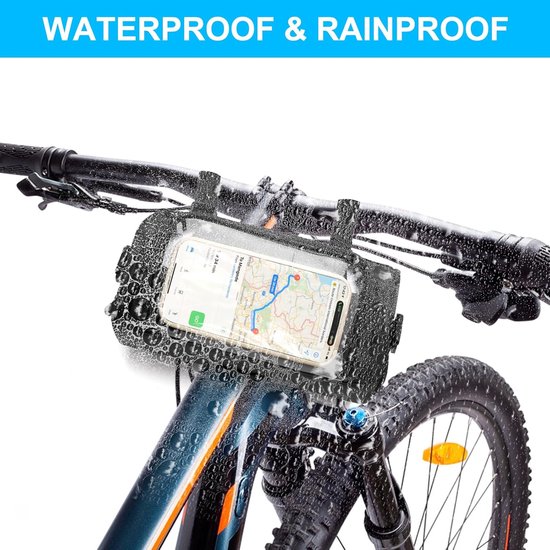 Sander Shop Waterdichte fietstas voor stuur, tas fietsstuurtas fiets met touchscreen en afneembare riem, 3 liter fietsstuurtas voor e-bike, fietstas mobiele telefoon voor alle fietsen