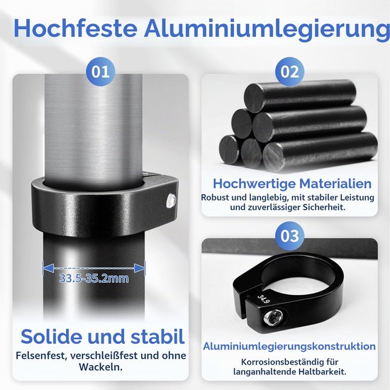 Sattelklemme 34,9 mm voor fietsen - Aluminium met inbussleutel, zwart