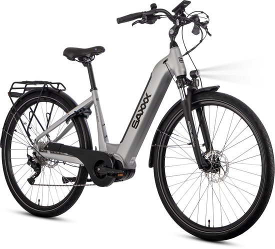 SAXXX 28 inch Stads E-bike - 250W Middenmotor - 80Nm Krachtige Ondersteuning - 36V 540Wh Geïntegreerde Uitneembare Accu - Tot 100km Actieradius - SHIMANO Deore 10 Versnellingen - Hydraulische Schijfremmen - SR SUNTOUR Verende Voorvork