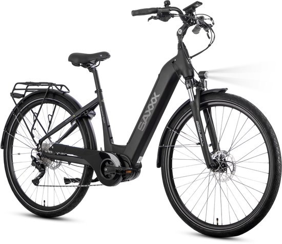 SAXXX 28 inch Stadsfiets Elektrisch - Trekking E-Bike - 250W Middenmotor - 540Wh Uitneembare Accu - Tot 100km Actieradius - 80Nm Koppel - SHIMANO Deore 10 Versnellingen - Hydraulische Schijfremmen - Elektrische Fiets voor Stad en Toer - mat zwart