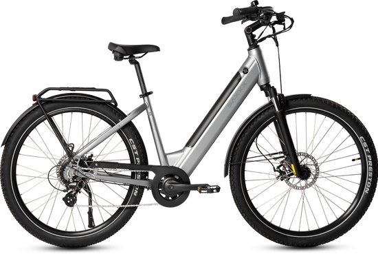 SAXXX Comfort SUV Easy - Elektrische Fiets - 95%Vooraf Geassembleerd Stadsfiets - 468Wh uitneembare accu - 90km Actieradius - SHIMANO Altus 7 Versnellingen - Achterwielmotor 250W - Aluminum Frame - 27.5" CST anti-lek - Zilvergrijs