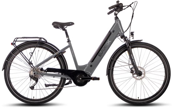 SAXXX Deluxe Sport Elektrische Fiets - 28 inch E-Bike - 250W Middenmotor - 70Nm Koppel - 418Wh Geïntegreerde Accu - Shimano Alivio 9 Versnellingen - Shimano MT200 Hydraulische Schijfremmen - mat grijs-zilver