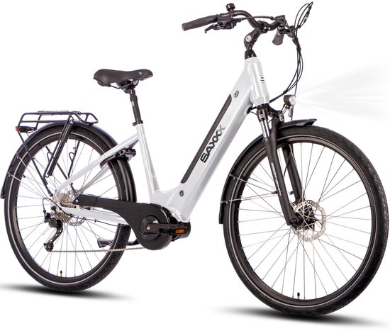 SAXXX Elektrische Fiets Deluxe Sport - 418Wh Verwijderbare Accu - 100 km Actieradius - Middenmotor 250W - 28 Inch Wielen - Shimano Alivio 9 Versnellingen - Hydraulische Schijfremmen - Aluminium Frame - Elektrische Stadsfiets - Wit van Merkloos