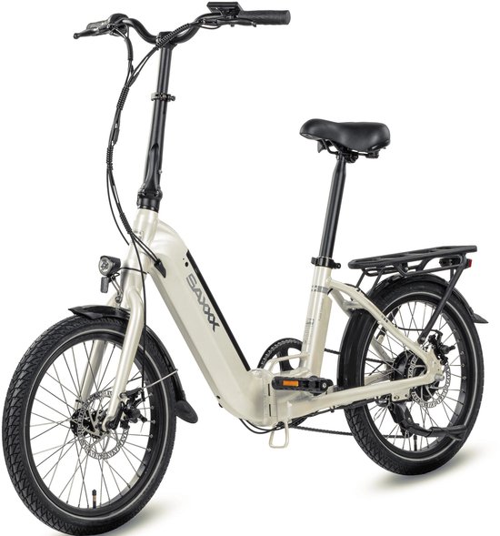 SAXXX Elektrische Fiets Foldi Comfort - Elektrische Vouwfiets - 410Wh uitneembare accu - 90 km Actieradius - Shimano Nexus 7-versnellingssysteem - Achterwielmotor 250W - 20 x 2.3 inch CST-banden - Mechanische schijfrem - Wit van Merkloos