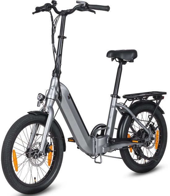 SAXXX Foldi Comfort - Elektrische Fiets - 95% Vooraf Geassembleerd Vouwfiets - 410Wh uitneembare accu - 80 km Actieradius - Shimano Nexus 7-versnellingssysteem - Achterwielmotor 250W - 20 x 2.3" CST-banden - Mechanische schijfrem - Grijs van Saxxx