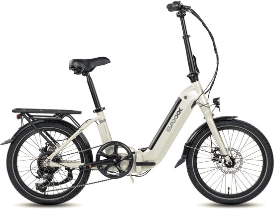 SAXXX Foldi Comfort - Elektrische Fiets - 95% Vooraf Geassembleerd Vouwfiets - 410Wh uitneembare accu - 80 km Actieradius - Shimano Nexus 7-versnellingssysteem - Achterwielmotor 250W - 20 x 2.3" CST - Mechanische schijfrem - Wit