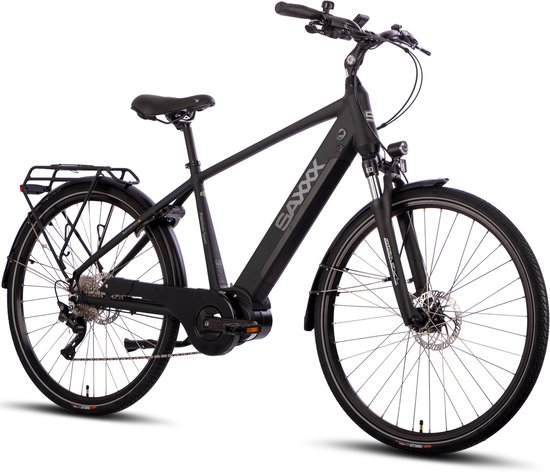 SAXXX Hoogwaardige 28 inch Elektrische Trekkingfiets - 250W Borstelloze Middenmotor - 90Nm Krachtige Trapondersteuning - 36V 522Wh Grote Accu - Tot 110 km Bereik - SHIMANO Deore 10-Speed Versnelling - Hydraulische Schijfremmen Voor & Achter - zwart