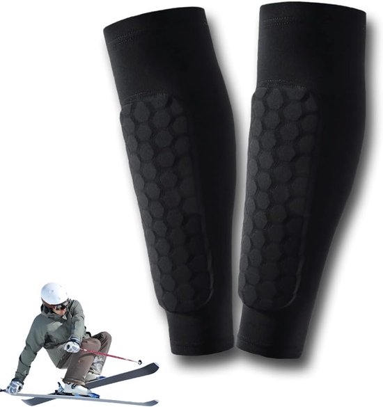 Scheenbeschermers voor voetbal, scheenbeschermers voor kinderen, jeugd en volwassenen, kuitcompressiekous met honingraatpads, lichtgewicht kuitbeschermende uitrusting voor voetbal, Past zich aan alle beenvormen aan Sport beenmouwen（1 paar M） - Cyslmu van Cyslmu