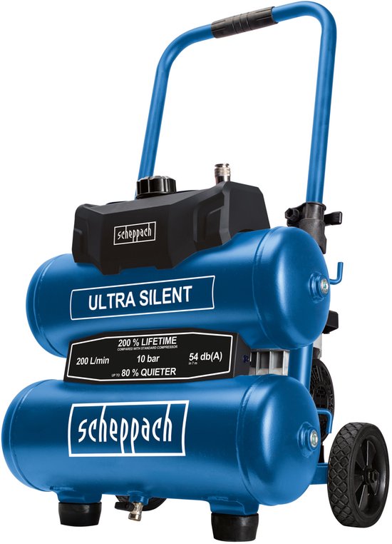 Scheppach Super Stille Compressor HC20Si-Twin - 10 bar - 20L - 800W - Slechts 54 dB - olievrij