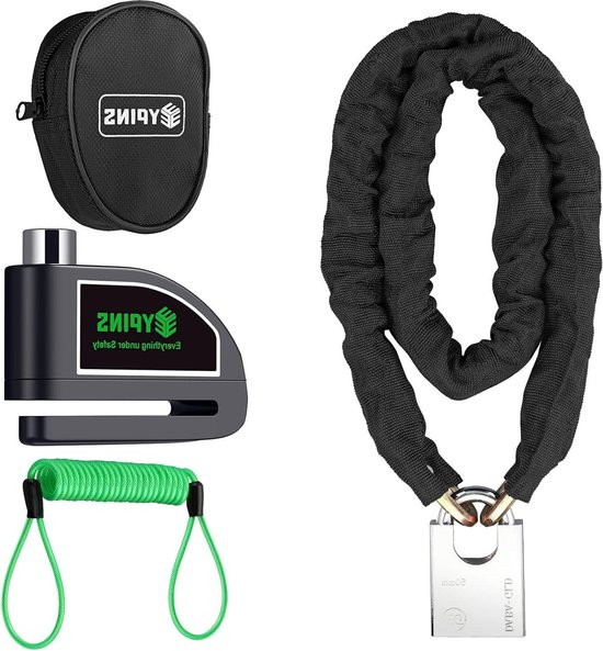 Schijfblokkering alarm motorfiets - Motorslot kettingslot 12m - 110 dB sirene waterproof - Herinneringskabel van Mossi