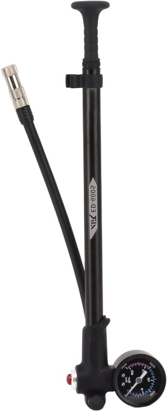 Schokdemper Pomp - Fietspomp Demper - Bandenspanning Instellen - 300 PSI Regelbaar - 28 cm - Zilver