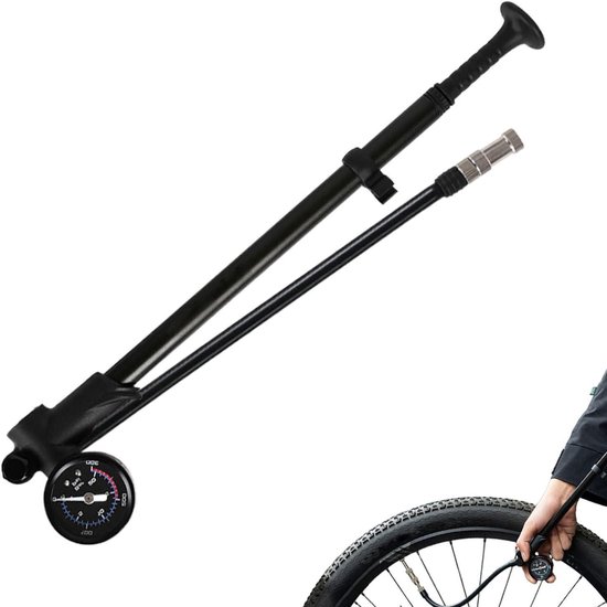 Schokpomp Mountainbike - Fietspomp Vering - Onderhoud Fiets - 300 PSI Druk - 32.5 cm - Zilver