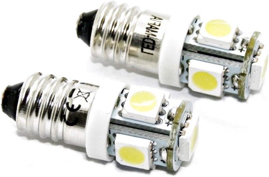 Schroefstoplamp E10 - LED Lamp Fiets - Interieurverlichting - 5 Kleuren Beschikbaar - 6 Volt - Wit Rood Blauw Groen Geel