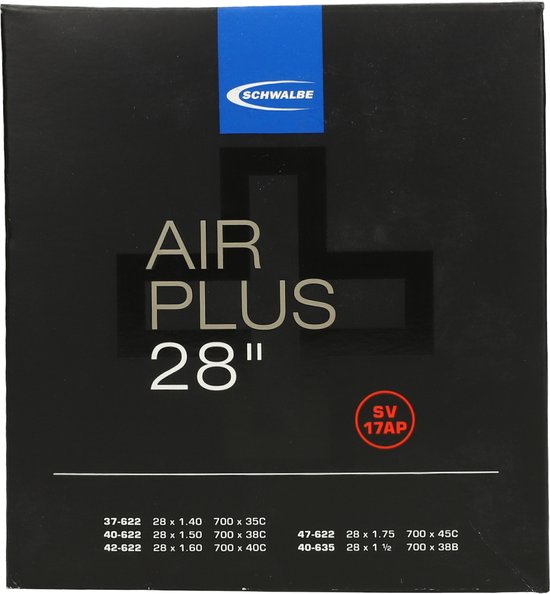 Schwalbe 28 Inch Binnenband Air Plus 37/47-622/635 met Frans Ventiel 40 mm voor E-Bikes