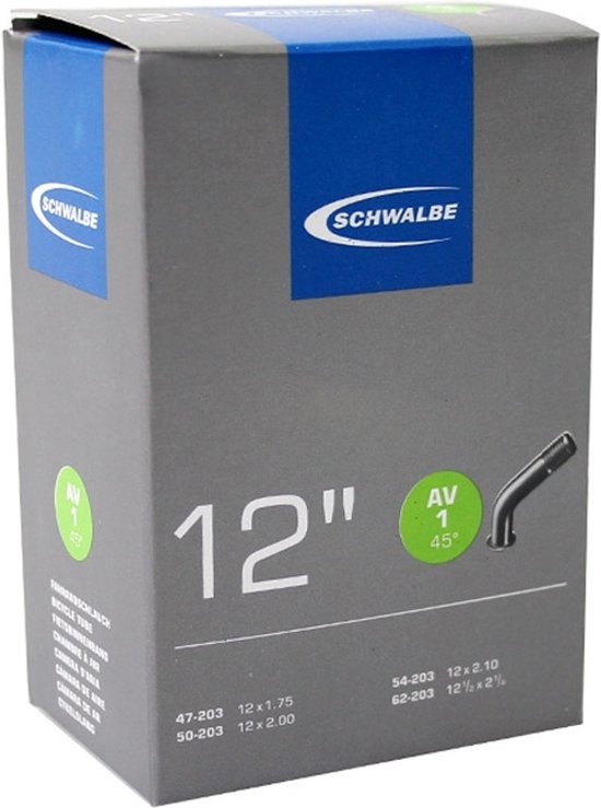 Schwalbe AV1 - Binnenband - 47/62-203 - 12 1/2 x 2 1/4 / 1.75 inch - Auto Ventiel Schuin - 40 mm van Merkloos