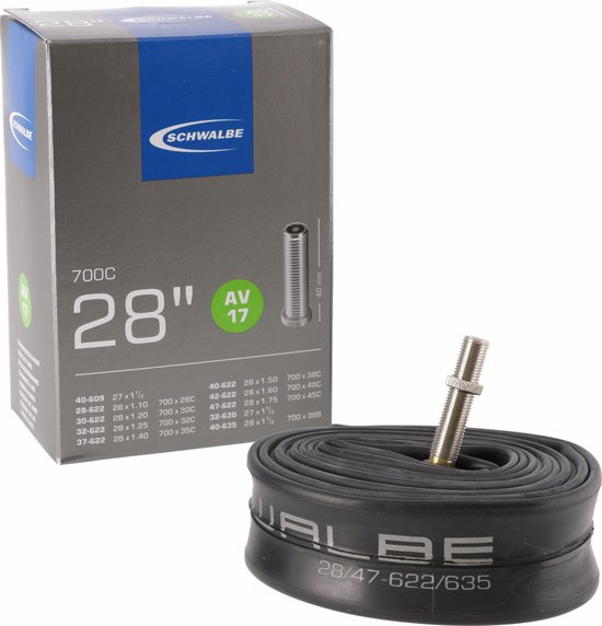 Schwalbe AV17 - Binnenband Fiets - Auto Ventiel - 40 mm - 28 x 1 1/4 - 1 3/8 - 1 1/2 - 175 van Merkloos