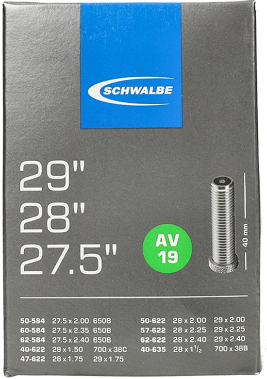 Schwalbe AV19 - Binnenband - 40/62 - 584/635 - Geschikt voor 27.5 en 29 inch - Auto Ventiel - 40 mm van Schwalbe