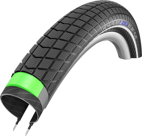 Schwalbe Big Ben Plus fietsband - 3mm GreenGuard - Snakeskin - Zwart met reflectie - 20x2.15