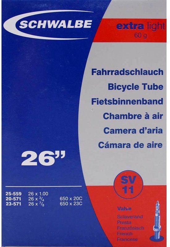 Schwalbe - Binnenband Fiets - Frans Ventiel - 40 mm - 26 x 3/4 - 1.00 van Schwalbe