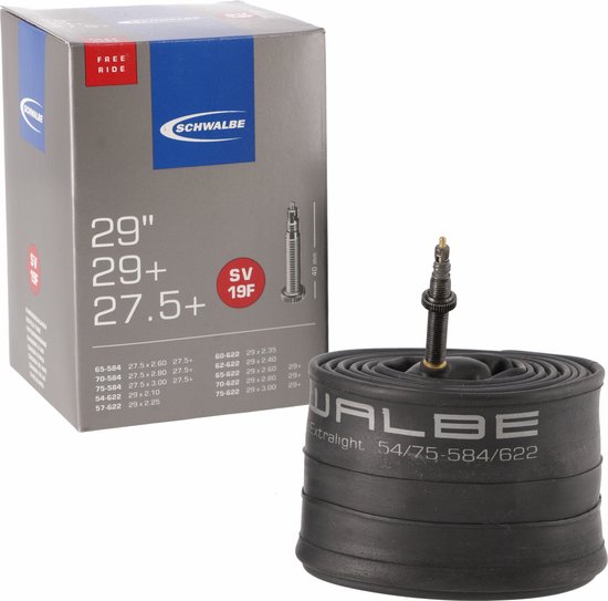 Schwalbe Binnenband SV19F - 27.5+/29/29+ inch - 54/75-622 - 40 mm - Frans / Presta / Sclaverand - Butyl rubber - Zwart van Schwalbe