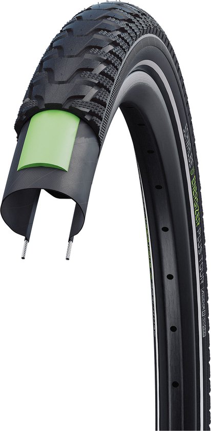 Schwalbe Draadband Energizer Plus Tour - GreenGuard - Reflectie - 28 x 1.75 inch / 47-622 - ADDIX E - Zwart van Schwalbe