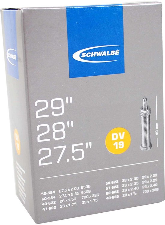 Schwalbe DV19 - Binnenband Fiets - Hollands Ventiel - 40 mm - 28 x 1 1/2 - 150 - 235 van Schwalbe