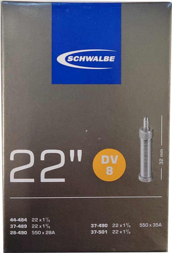 Schwalbe DV32 - Binnenband Fiets - Hollands Ventiel - 32 mm - 22 x 1 3/8 - 1 1/2 van Schwalbe