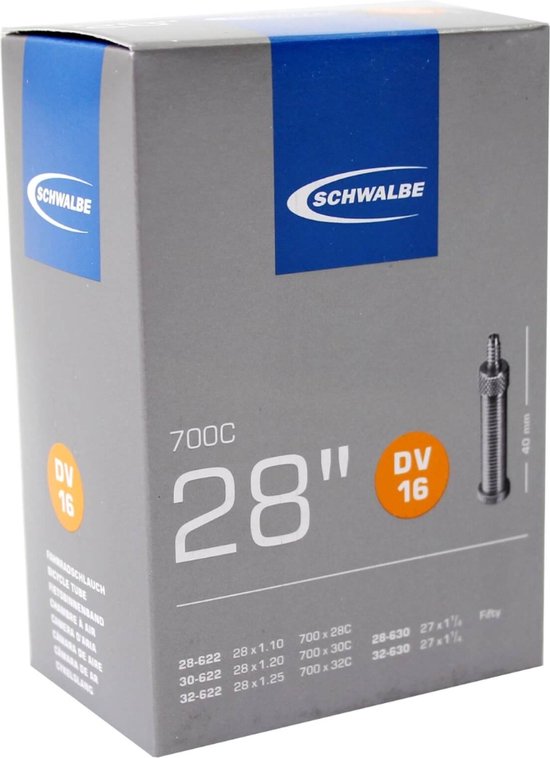 Schwalbe DV40 - Binnenband Fiets - Hollands Ventiel - 40 mm - 28 x 1 1/8 - 1 1/4 - 120 van Schwalbe