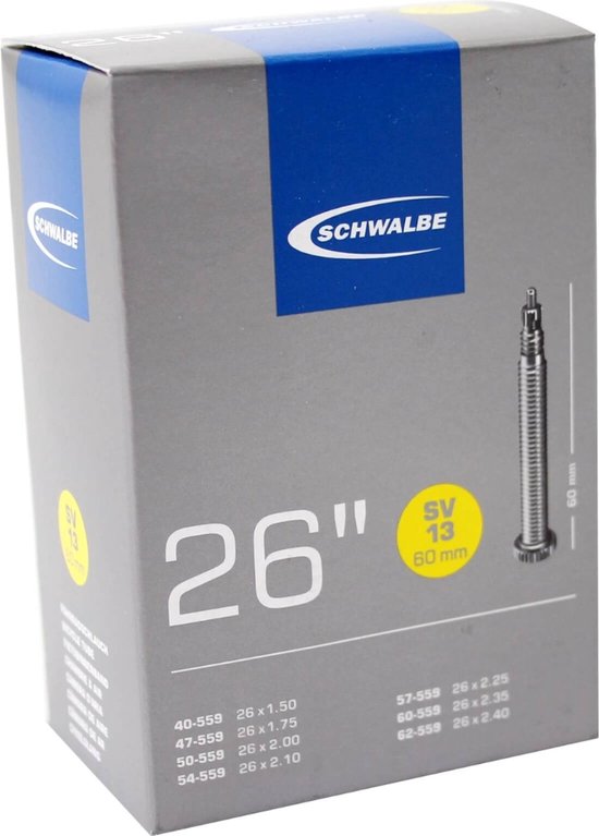 Schwalbe SV13 - Binnenband Fiets - Frans Ventiel - 60 mm - 40/62 - 559 - 26 x 1.50/2.50 inch