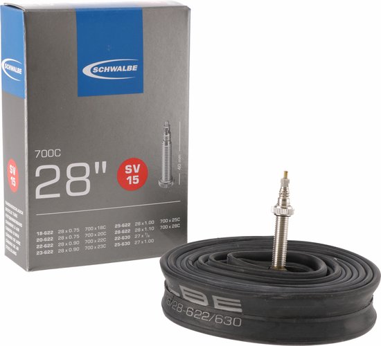 Schwalbe SV15 - Binnenband Fiets - Frans Ventiel - 40 mm - 28 x 3/4 - 7/8 - 1 - 11/16 van Schwalbe