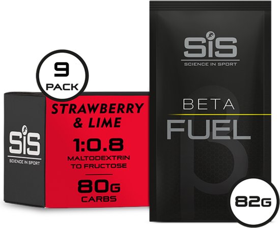 Science in Sport - SIS Beta Fuel 80 Poeder - Dual Source Energy Drink - 1 : 0,8 Maltodextrine Fructose verhouding - Strawberry & Lime Smaak - 9 x 82 gram