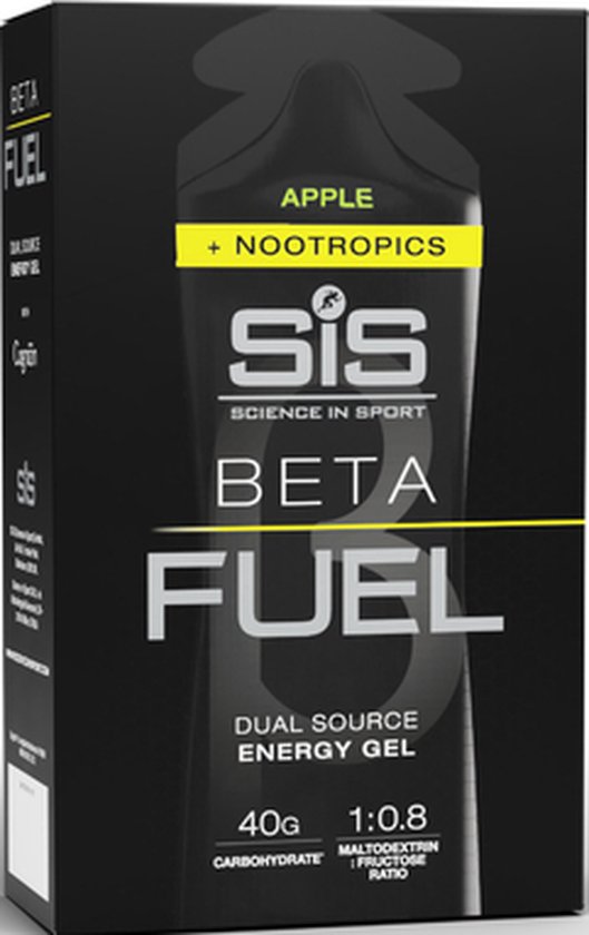 Science in Sport - SIS Beta Fuel - Dual Source Energy Gel Nootropics - Apple smaak - 1 : 0,8 Maltodextrine Fructose verhouding - 40 gram koolhydraten per gel - 6 x 60ml