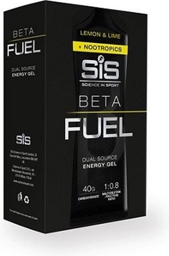 Science in Sport - SIS Beta Fuel - Dual Source Energy Gel Nootropics - Lemon & Lime smaak - 1 : 0,8 Maltodextrine Fructose verhouding - 40 gram koolhydraten per gel - 6 x 60ml van Science in Sport