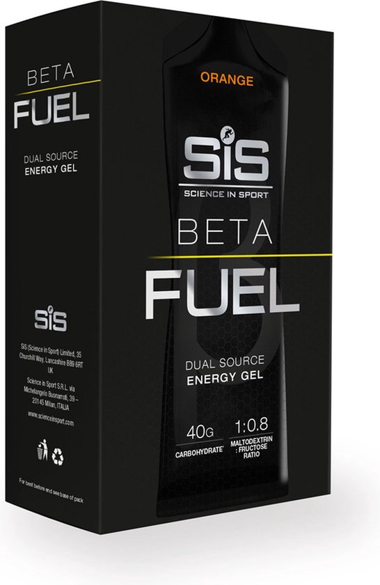 Science in Sport - SIS Beta Fuel - Dual Source energy gel - Orange smaak - 1 : 0,8 Maltodextrine Fructose verhouding - 40 gram koolhydraten per gel - 6 x 60ml van Science in Sport