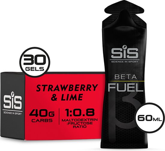 Science in Sport - SIS Beta Fuel - Dual Source energy gel - Strawberry & Lime smaak - 1 : 0,8 Maltodextrine Fructose verhouding - 40 gram koolhydraten per gel - 30 x 60ml van Science in Sport