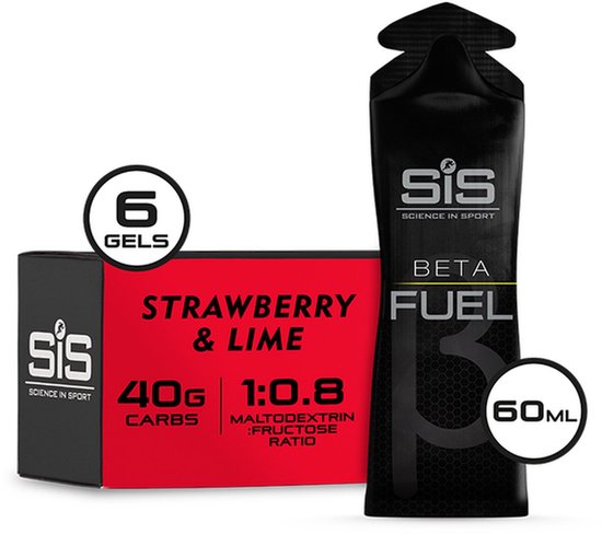 Science in Sport - SIS Beta Fuel - Dual Source energy gel - Strawberry & Lime smaak - 1 : 0,8 Maltodextrine Fructose verhouding - 40 gram koolhydraten per gel - 6 x 60ml van Science in Sport