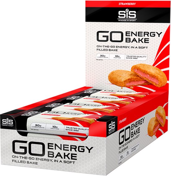 Science in Sport - SIS GO Energy Bake Bar - Strawberry Smaak - Energiereep - 30g Koolhydraten & 10g Fructose - 12 x 50 gram van Science in Sport