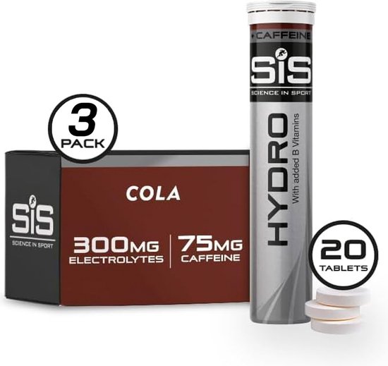 Science in Sport - SIS Go Hydro Bruistabletten - 300mg Elektrolyten - Cola + Caffeine Smaak - 3 x 20 Tabletten van Science in Sport