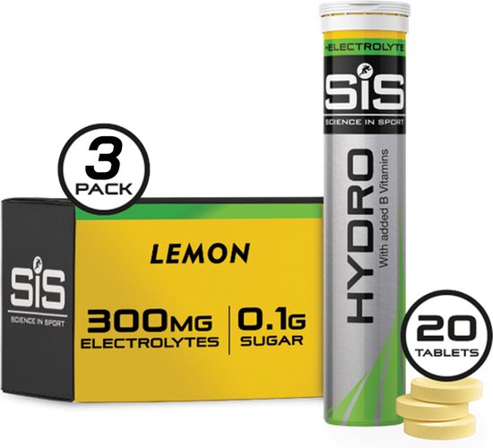Science in Sport - SIS Go Hydro Bruistabletten - 300mg Elektrolyten - Lemon Smaak - 3 x 20 Tabletten van Science in Sport