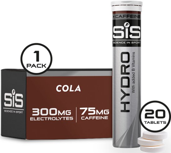 Science in Sport - SIS Go Hydro Bruistabletten - 300mg Elektrolyten - Met 75mg Cafeïne - Cola Smaak - 20 Tabletten van Science in Sport