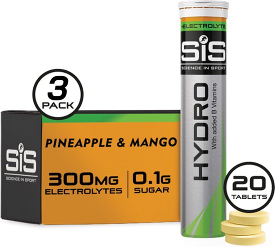 Science in Sport - SIS Go Hydro Bruistabletten - 300mg Elektrolyten - Pineapple & Mango Smaak - 3 x 20 Tabletten van Science in Sport