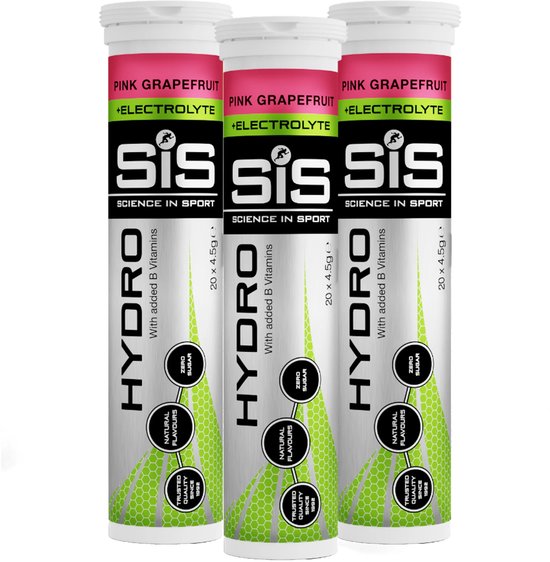 Science in Sport - SIS Go Hydro Bruistabletten - 300mg Elektrolyten - Pink Grapefruit Smaak - 3x20 Tabletten