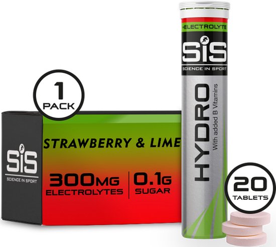 Science in Sport - SIS Go Hydro Bruistabletten - 300mg Elektrolyten - Strawberry & Lime Smaak - 20 Tabletten van Science in Sport
