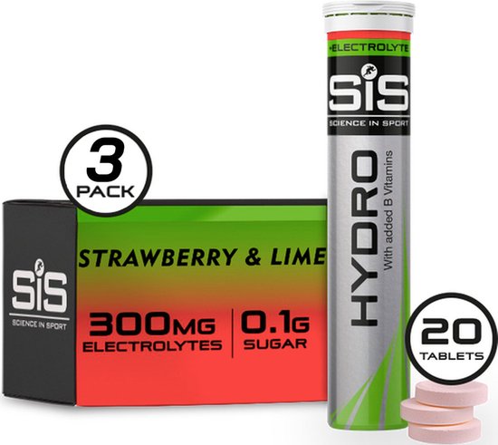 Science in Sport - SIS Go Hydro Bruistabletten - 300mg Elektrolyten - Strawberry & Lime Smaak - 3 x 20 Tabletten van Science in Sport