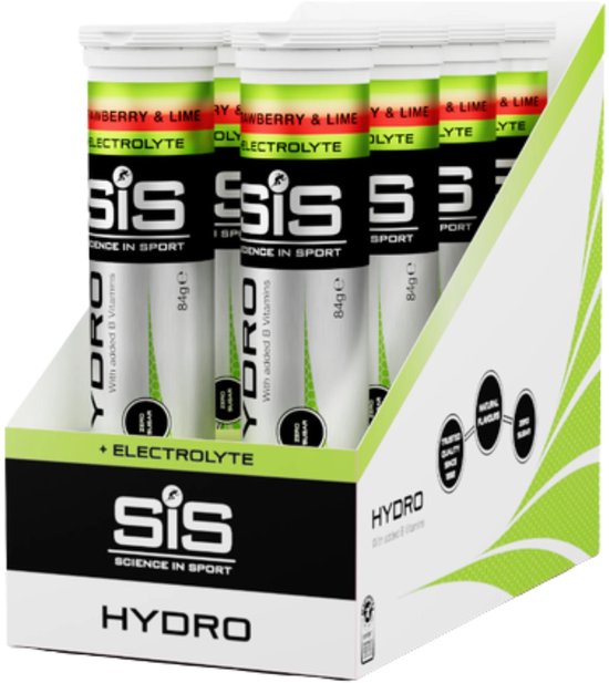 Science in Sport - SIS Go Hydro Bruistabletten - 300mg Elektrolyten - Strawberry & Lime Smaak - 8 x 20 Tabletten