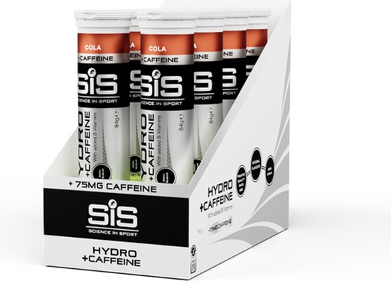 Science in Sport - SIS Go Hydro + cafeïne Bruistabletten - 300mg Elektrolyten en 75 mg cafeïne - Cola Smaak - 8x20 (160) Tabletten voordeelverpakking van Science in Sport