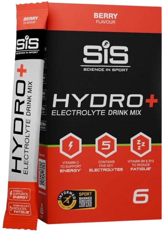 Science in Sport - SIS Hydro+ Elektrolyten Poeder - 5 verschillende elektrolyten - Berry Smaak - Suikervrij - 6 x 4,1 g van Science in Sport
