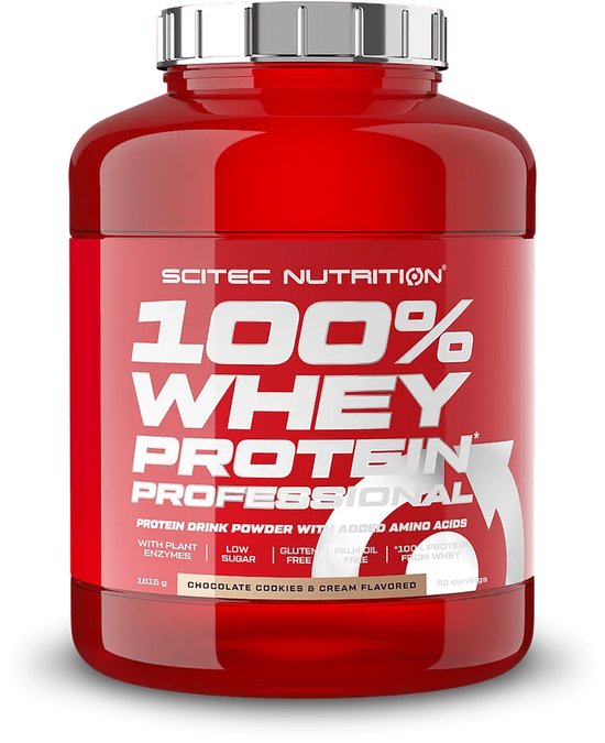 Scitec Nutrition® - 100% Whey Protein Professional (1816 gram - Chocolate/Cookies & Cream) - Chocolade/Cookies and Cream - 60 eiwitshakes - Premium proteine poeder met leucine, glutamine, arginine, taurine, papaïne en bromelaïne