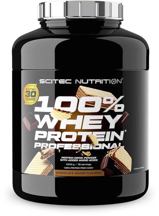 Scitec Nutrition® - 100% Whey Protein Professional (2350 gram - Chocolate/Wafer) - Chocolade/Cookie - 78 eiwitshakes - premium proteine poeder - eiwitpoeder met aminozuren van Merkloos